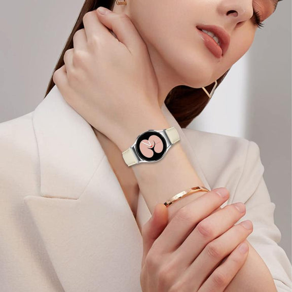 For Samsung Galaxy Watch 7 40 / 44mm Quick Release Lychee Texture Silver Turtle Back Buckle Leather Watch Band(Coffee Color)