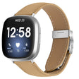 For Fitbit Versa 3 / 4 Lychee Texture Silver Turtle Back Buckle Leather Watch Band(Camel) - free shipping - PMC TechLife - Order now!
