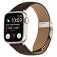 For Apple Watch 46mm / 49mm / 45mm / 44mm Lychee Texture Starlight Turtle Back Buckle Leather Watch Band(Coffee Color) - Watch Bands by PMC TechLife | Online Shopping South Africa | PMC TechLife | Buy Now Pay Later Mobicred