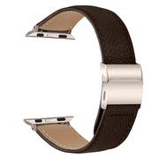 For Apple Watch 46mm / 49mm / 45mm / 44mm Lychee Texture Starlight Turtle Back Buckle Leather Watch Band(Coffee Color)