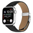 For Apple Watch 42mm / 41mm / 40mm / 38mm Lychee Texture Silver Turtle Back Buckle Leather Watch Band(Black) - free shipping - PMC TechLife - Order now!