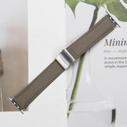 For Apple Watch 42mm / 41mm / 40mm / 38mm Lychee Texture Silver Turtle Back Buckle Leather Watch Band(Gray)