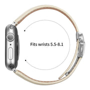 For Apple Watch 42mm / 41mm / 40mm / 38mm Lychee Texture Silver Turtle Back Buckle Leather Watch Band(Creamy White)