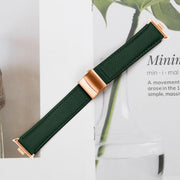 For Xiaomi Smart Bnad 9 Pro / Redmi Watch 5 Lychee Texture Rose Gold Turtle Back Buckle Leather Watch Band(Green)