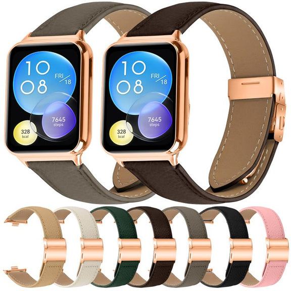 For Xiaomi Smart Bnad 9 Pro / Redmi Watch 5 Lychee Texture Rose Gold Turtle Back Buckle Leather Watch Band(Gray)