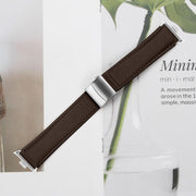 For Xiaomi Smart Bnad 9 Pro / Redmi Watch 5 Lychee Texture Silver Turtle Back Buckle Leather Watch Band(Coffee Color)