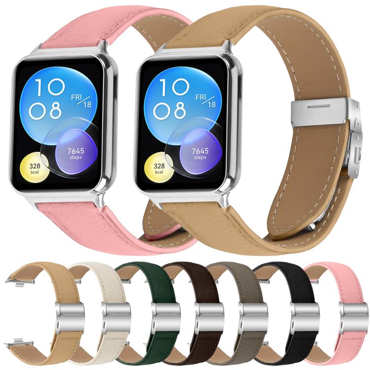 For Xiaomi Smart Bnad 9 Pro / Redmi Watch 5 Lychee Texture Silver Turtle Back Buckle Leather Watch Band(Coffee Color)