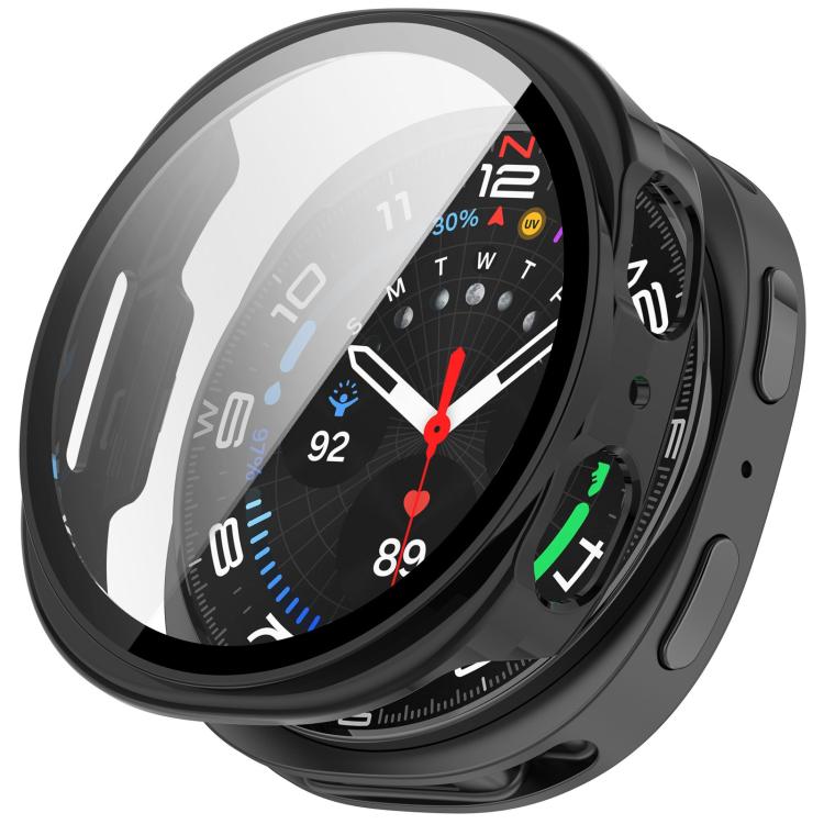 For Samsung Galaxy Watch 8 40mm Tempered Film Integrated PC Watch Cover(Glossy Black)