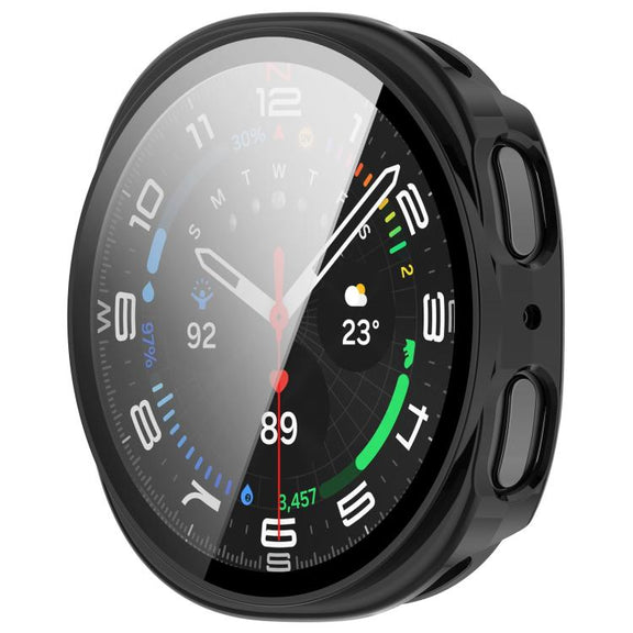 For Samsung Galaxy Watch 8 40mm Tempered Film Integrated PC Watch Cover(Glossy Black)
