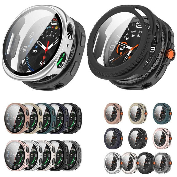 For Samsung Galaxy Watch8 Classic 46mm Tempered Film Integrated PC Watch Cover(Frosted Starlight)