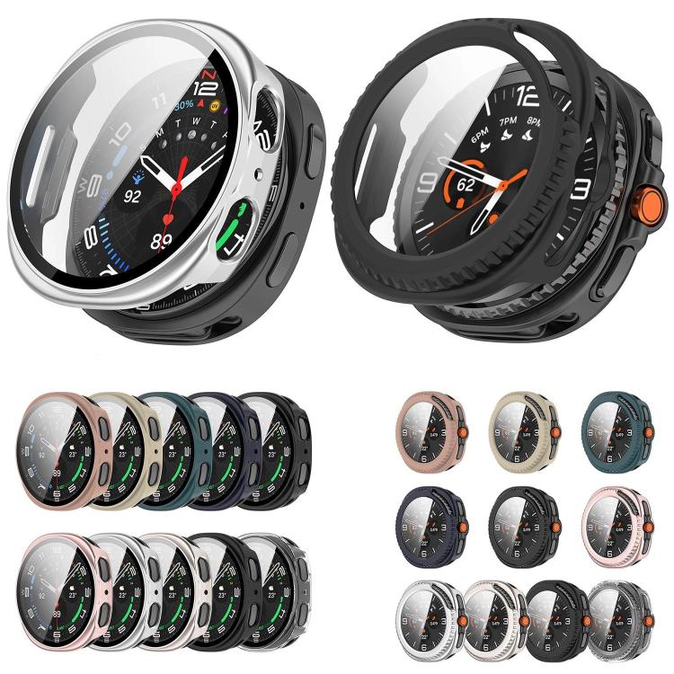 For Samsung Galaxy Watch8 Classic 46mm Tempered Film Integrated PC Watch Cover(Frosted Starlight)