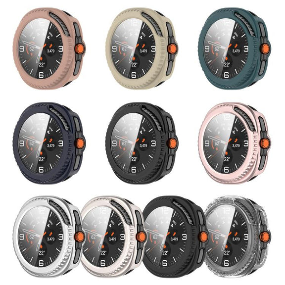 For Samsung Galaxy Watch8 Classic 46mm Tempered Film Integrated PC Watch Cover(Frosted Starlight)