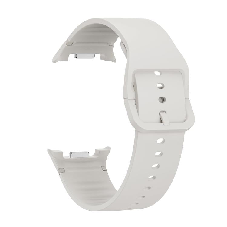 For Samsung Galaxy Watch8 / Watch8 Classic Solid Color Stitched Silicone Watch Band, Size:S(Lime White)
