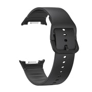For Samsung Galaxy Watch8 / Watch8 Classic Solid Color Stitched Silicone Watch Band, Size:S(Black)