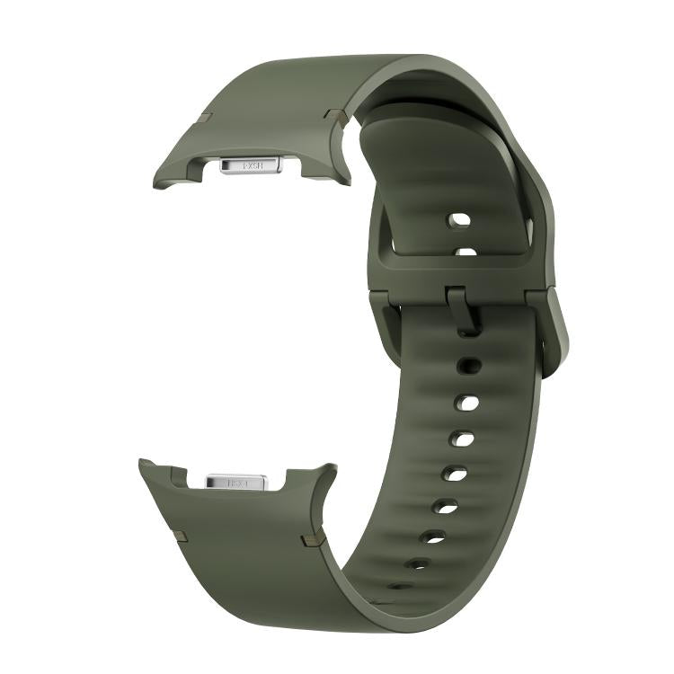 For Samsung Galaxy Watch8 / Watch8 Classic Solid Color Stitched Silicone Watch Band, Size:M(Army Green)