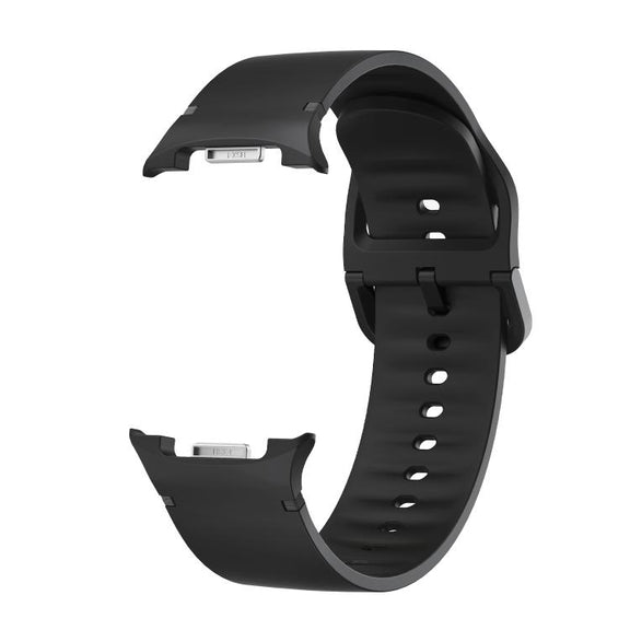For Samsung Galaxy Watch8 / Watch8 Classic Solid Color Stitched Silicone Watch Band, Size:M(Black)