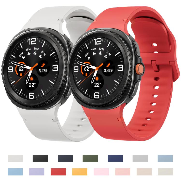 For Samsung Galaxy Watch8 / Watch8 Classic Solid Color Stitched Silicone Watch Band, Size:S(Official Purple)
