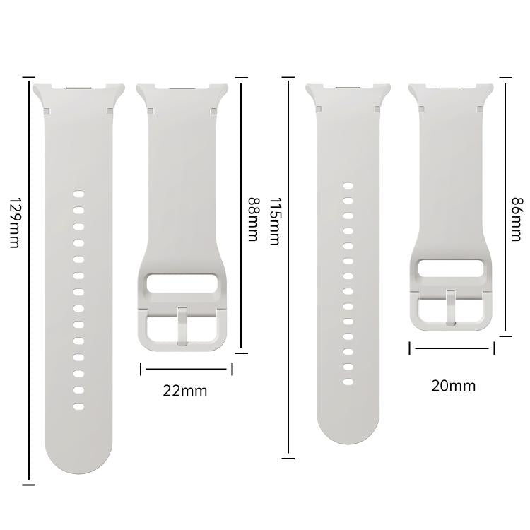 For Samsung Galaxy Watch8 / Watch8 Classic Solid Color Stitched Silicone Watch Band, Size:S(Gray)