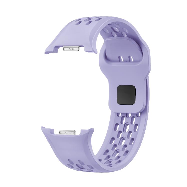 For Samsung Galaxy Watch8 / Watch8 Classic Hole Style Black Reverse Buckle Silicone Watch Band(Purple)