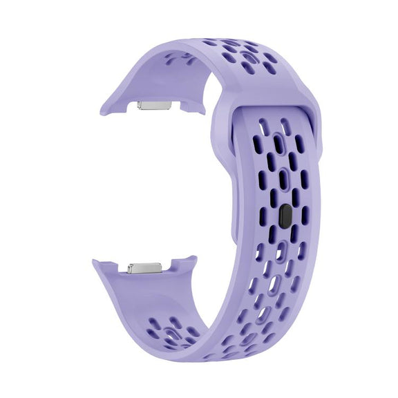 For Samsung Galaxy Watch8 / Watch8 Classic Hole Style Black Reverse Buckle Silicone Watch Band(Purple)