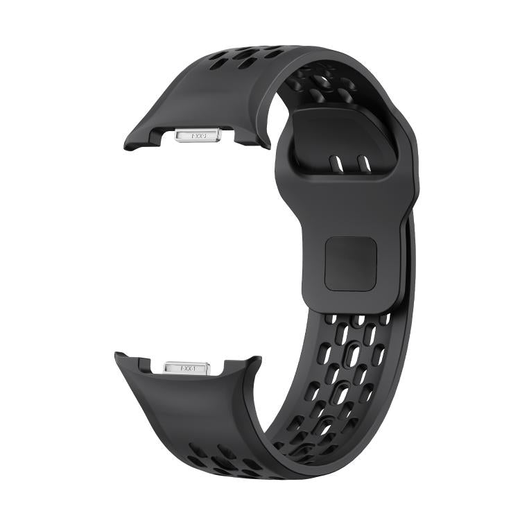 For Samsung Galaxy Watch8 / Watch8 Classic Hole Style Black Reverse Buckle Silicone Watch Band(Black)
