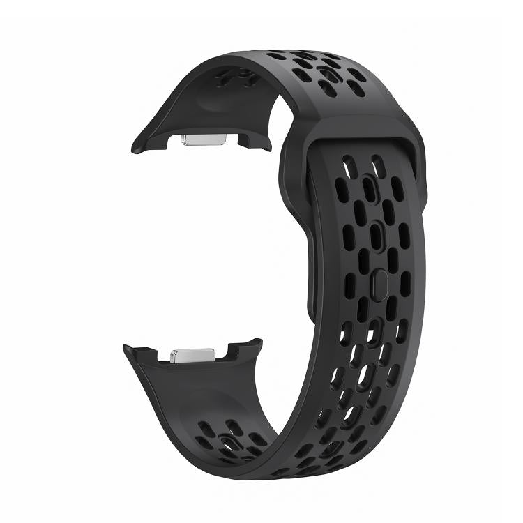 For Samsung Galaxy Watch8 / Watch8 Classic Hole Style Black Reverse Buckle Silicone Watch Band(Black)