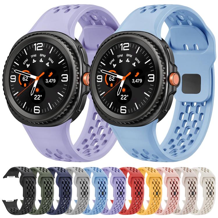 For Samsung Galaxy Watch8 / Watch8 Classic Hole Style Black Reverse Buckle Silicone Watch Band(Black)