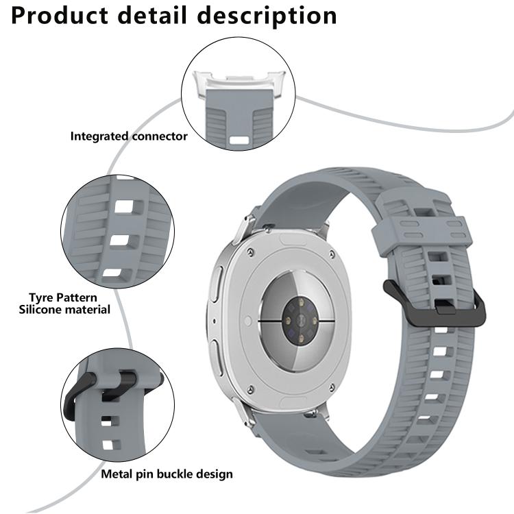 For Samsung Galaxy Watch8 / Watch8 Classic Tire Texture Silicone Watch Band(Gray)