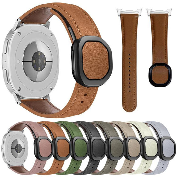 For Samsung Galaxy Watch8 / Watch8 Classic Magnetic Fold Genuine Buckle Leather Watch Band(Black)