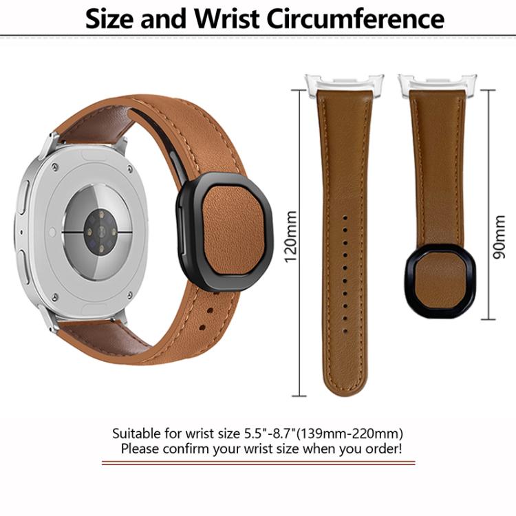 For Samsung Galaxy Watch8 / Watch8 Classic Magnetic Fold Genuine Buckle Leather Watch Band(Black)