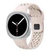 For Samsung Galaxy Watch8 44mm Rhombic Texture Bezel and Black Reverse Buckle Silicone Watch Band(Starlight Silver)