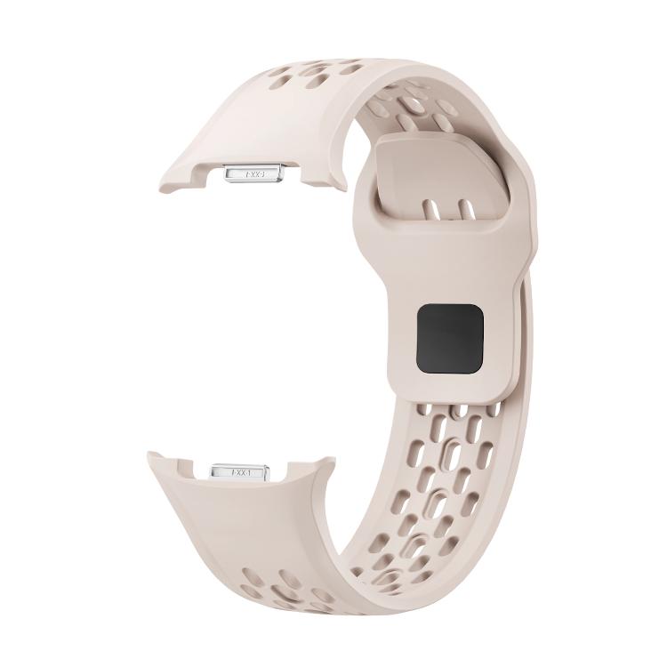 For Samsung Galaxy Watch8 44mm Rhombic Texture Bezel and Black Reverse Buckle Silicone Watch Band(Starlight Silver)