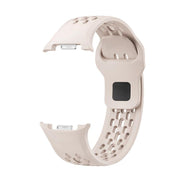 For Samsung Galaxy Watch8 44mm Rhombic Texture Bezel and Black Reverse Buckle Silicone Watch Band(Starlight Silver)