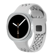 For Samsung Galaxy Watch8 44mm Rhombic Texture Bezel and Black Reverse Buckle Silicone Watch Band(Gray Silver)