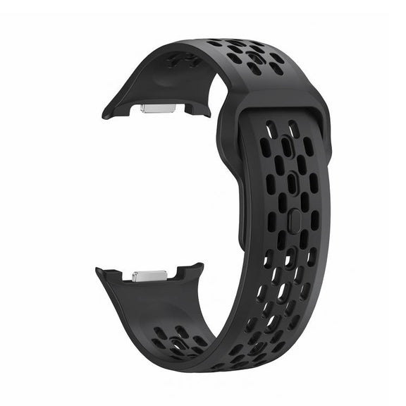 For Samsung Galaxy Watch8 44mm Rhombic Texture Bezel and Black Reverse Buckle Silicone Watch Band(Black Silver)