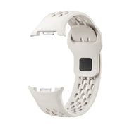 For Samsung Galaxy Watch8 40mm Rhombic Texture Bezel and Black Reverse Buckle Silicone Watch Band(Beige Silver)