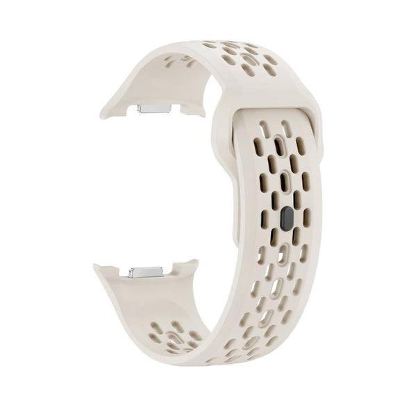 For Samsung Galaxy Watch8 40mm Rhombic Texture Bezel and Black Reverse Buckle Silicone Watch Band(Beige Silver)