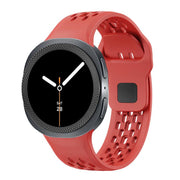 For Samsung Galaxy Watch8 40mm Rhombic Texture Bezel and Black Reverse Buckle Silicone Watch Band(Red Black)