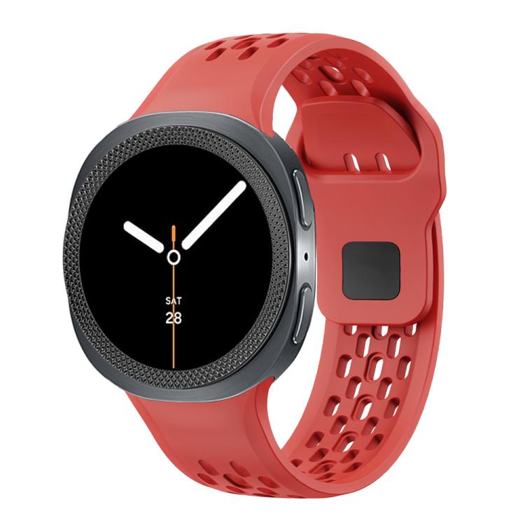 For Samsung Galaxy Watch8 40mm Rhombic Texture Bezel and Black Reverse Buckle Silicone Watch Band(Red Black)
