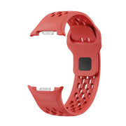 For Samsung Galaxy Watch8 44mm Diamond Bezel and Black Reverse Buckle Silicone Watch Band(Red Silver)