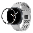 For Samsung Galaxy Watch8 44mm Diamond Bezel and Black Reverse Buckle Silicone Watch Band(Gray Black) - free shipping - PMC TechLife - Order now!