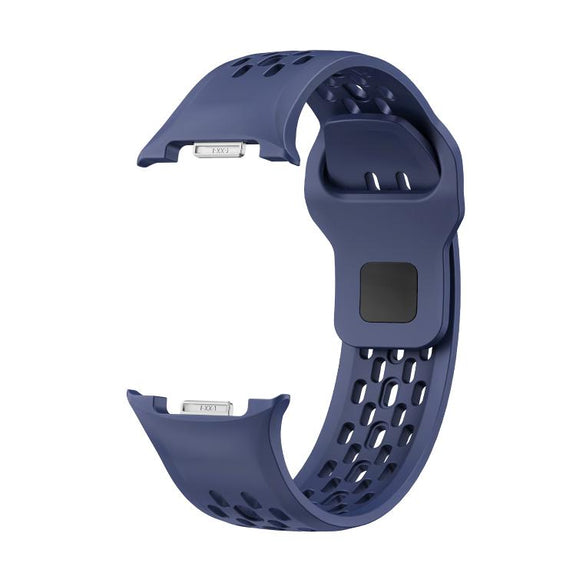 For Samsung Galaxy Watch8 44mm Diamond Bezel and Black Reverse Buckle Silicone Watch Band(Midnight Blue Black)
