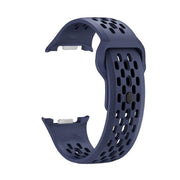 For Samsung Galaxy Watch8 44mm Diamond Bezel and Black Reverse Buckle Silicone Watch Band(Midnight Blue Black)