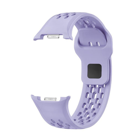For Samsung Galaxy Watch8 40mm Diamond Bezel and Black Reverse Buckle Silicone Watch Band(Purple Silver)