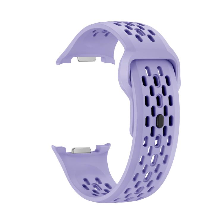 For Samsung Galaxy Watch8 40mm Diamond Bezel and Black Reverse Buckle Silicone Watch Band(Purple Silver)