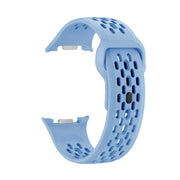 For Samsung Galaxy Watch8 40mm Diamond Bezel and Black Reverse Buckle Silicone Watch Band(Light Blue Silver)