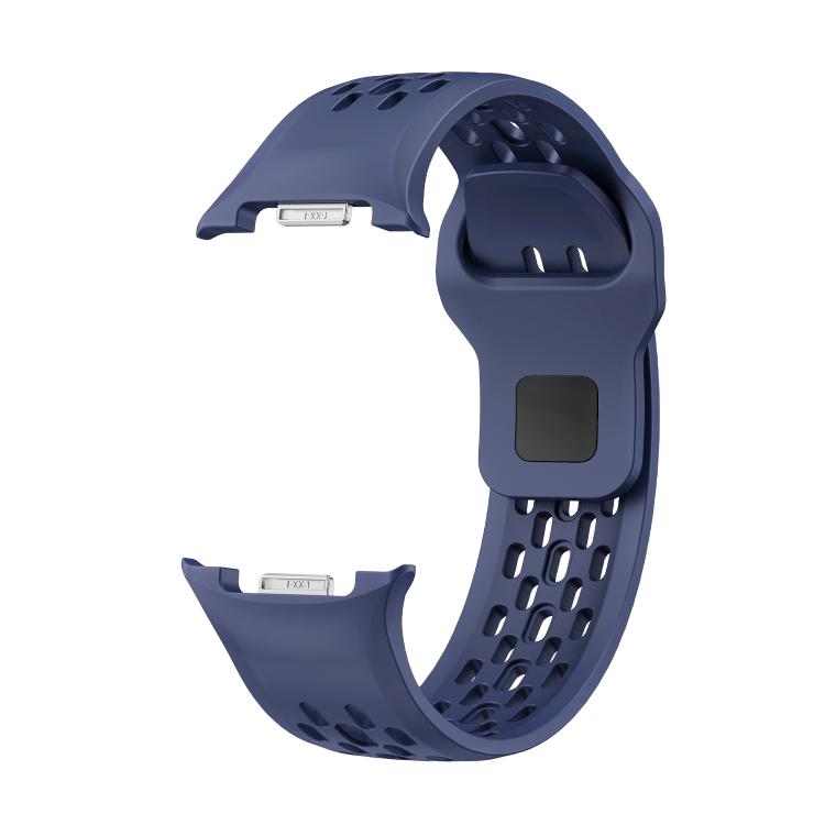 For Samsung Galaxy Watch8 40mm Diamond Bezel and Black Reverse Buckle Silicone Watch Band(Midnight Blue Black)