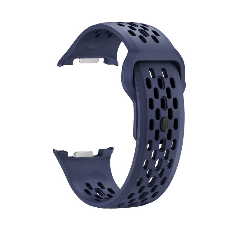 For Samsung Galaxy Watch8 40mm Diamond Bezel and Black Reverse Buckle Silicone Watch Band(Midnight Blue Black)