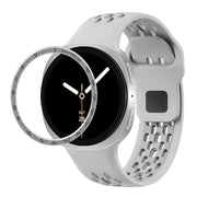 For Samsung Galaxy Watch8 44mm Speed Bezel and Black Reverse Buckle Silicone Watch Band(Gray Silver)