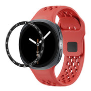 For Samsung Galaxy Watch8 44mm Speed Bezel and Black Reverse Buckle Silicone Watch Band(Red Black)
